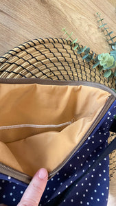 Zaino “Altrove” blu pois bianchi