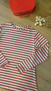 Maglia basica camomilla - righe rosse lurex